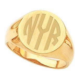 14K Gold Men's Round Signet Ring