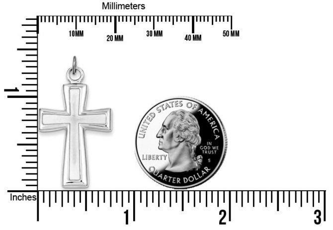 Sterling Silver Polished and Satin Cross Pendant
