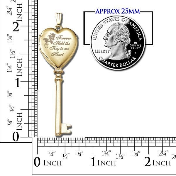 Solid 14K Yellow Gold Key to My Heart Photo Locket