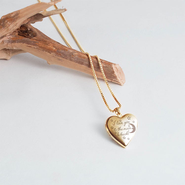Yellow Gold To The Moon & Back Heart Photo Locket