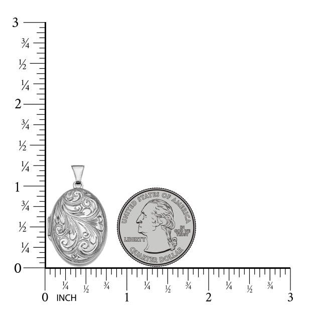 Sterling Silver Floral Oval Photo Locket