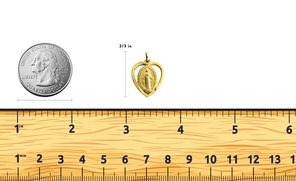 Heart Cutout Polished Miraculous Medal Pendant