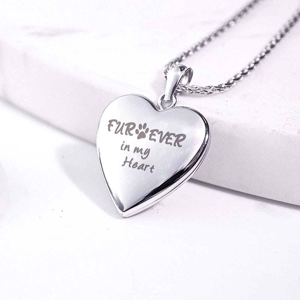 Sterling Silver " Fur-ever in my heart " Heart Photo Locket