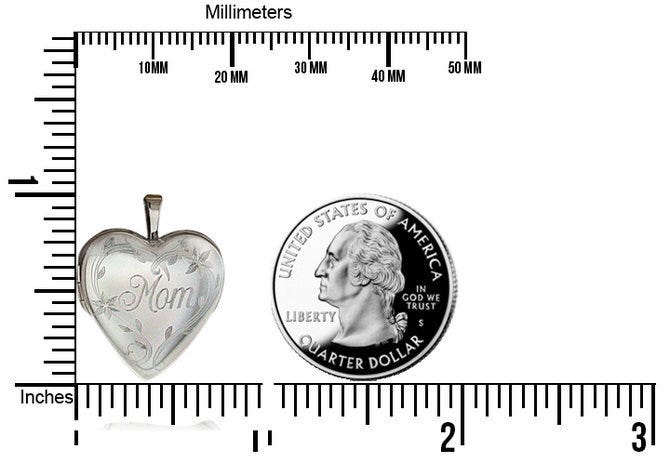 Sterling Silver Mom Heart Photo Locket