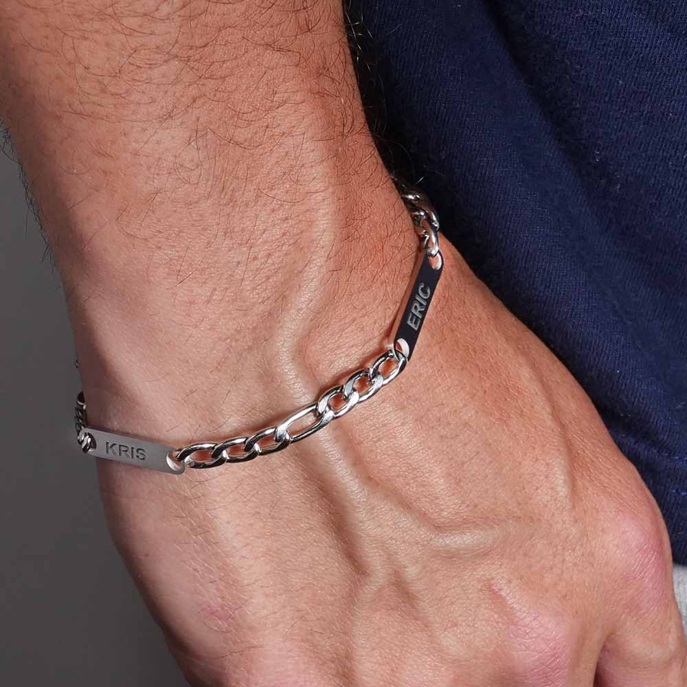Men's Figaro Personalized Name ID Bracelet