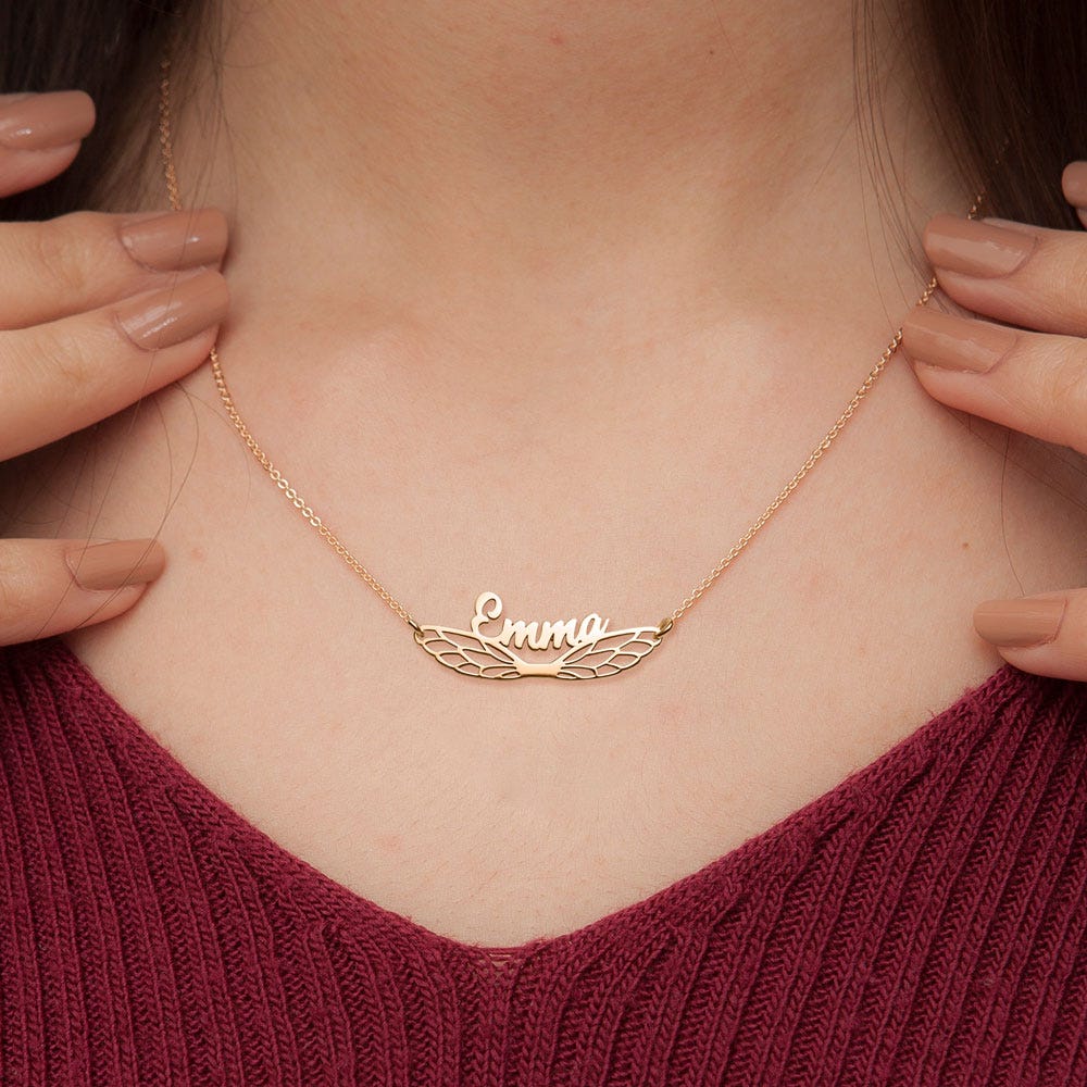 Personalized Fairy Wing Name Necklace w/ Chain