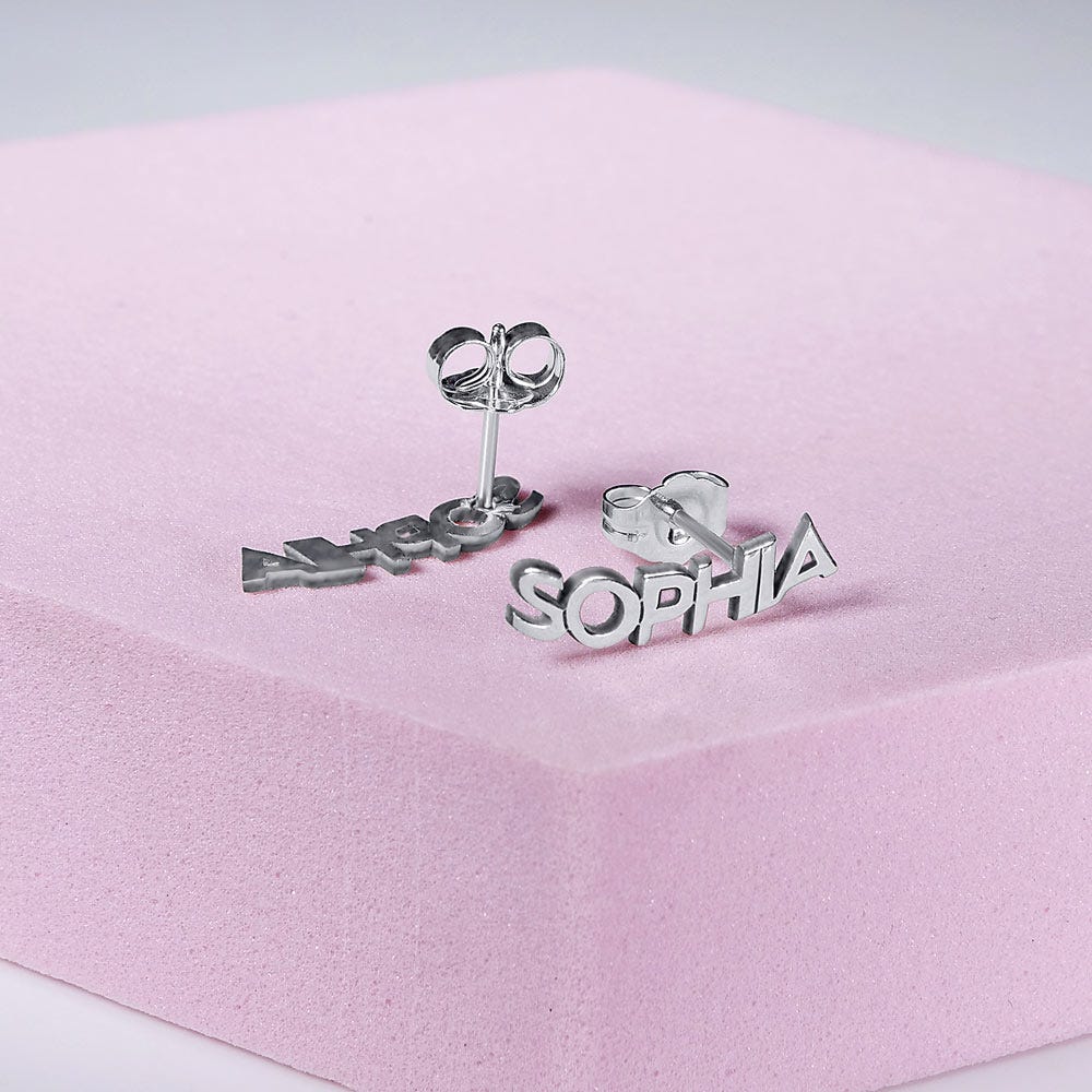 Pair Of Block Name Earrings