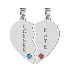 Personalized Couples Square Pendant With Two Birthstones & Names
