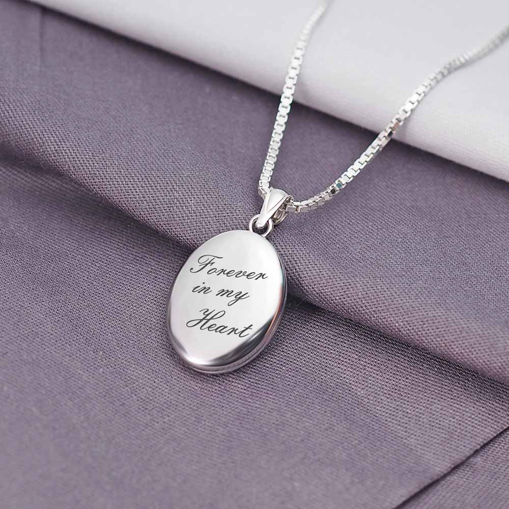 Sterling Silver Forever In My Heart Oval Photo Locket
