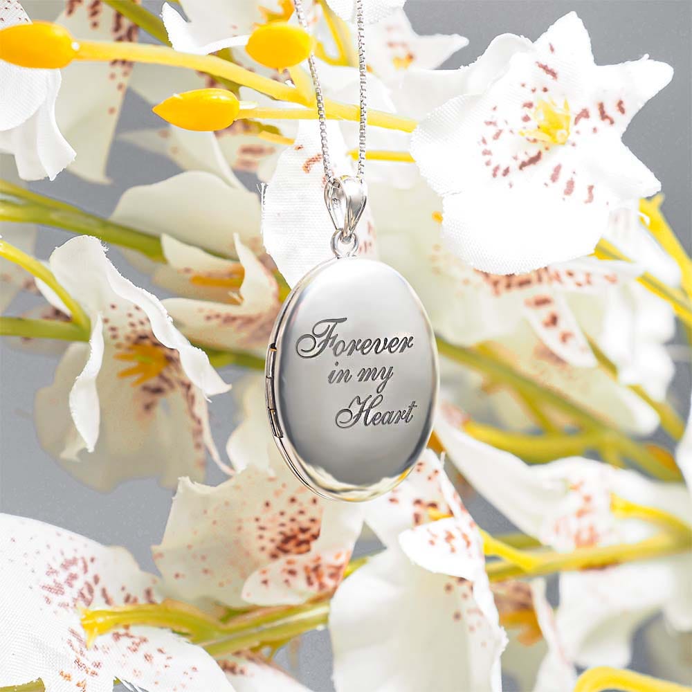 Sterling Silver Forever In My Heart Oval Photo Locket