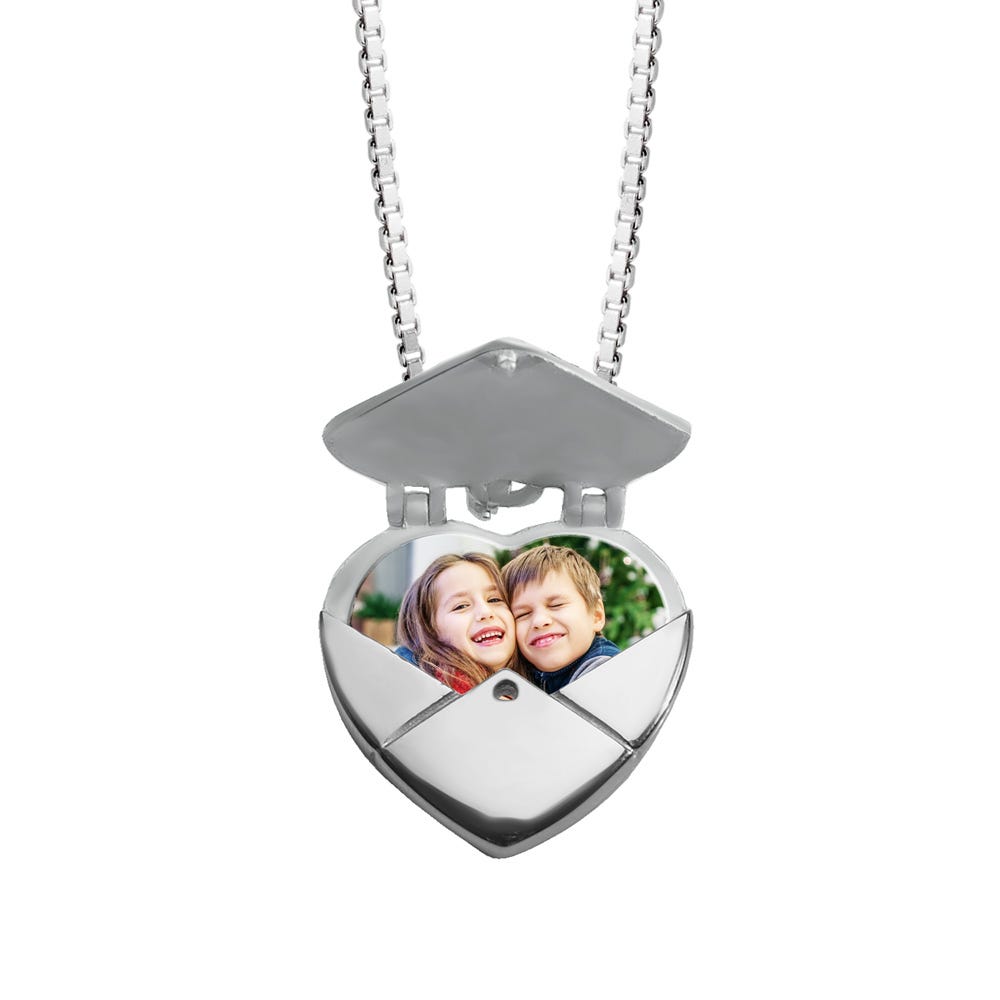 Stainless Steel Envelope Heart Photo Locket