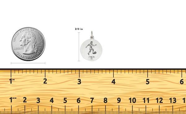 Sterling Silver Saint Christopher Double Sided Soccer Round Religious Medal
