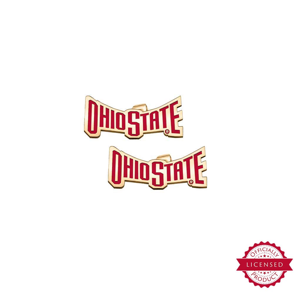 Pair Of Color Enamel Ohio State Banner Earrings