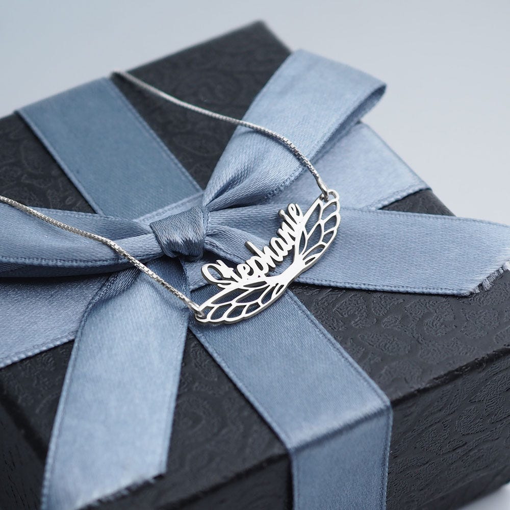 Personalized Fairy Wing Name Necklace w/ Chain