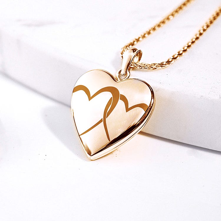 14k Yellow Gold Interlocking Hearts Photo Locket