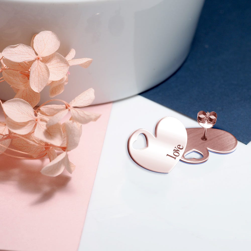 Personalized Dainty Minimal Heart Shaped Cut-Out Earrings