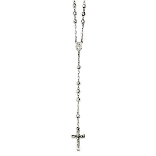 Polished Rosary Textured Beads Necklace /with Miraculous Medal