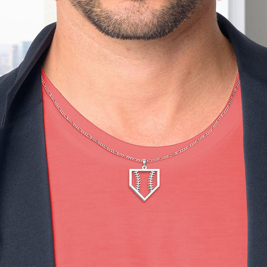 Baseball Stitching Homeplate Cut-Out Pendant or Charm