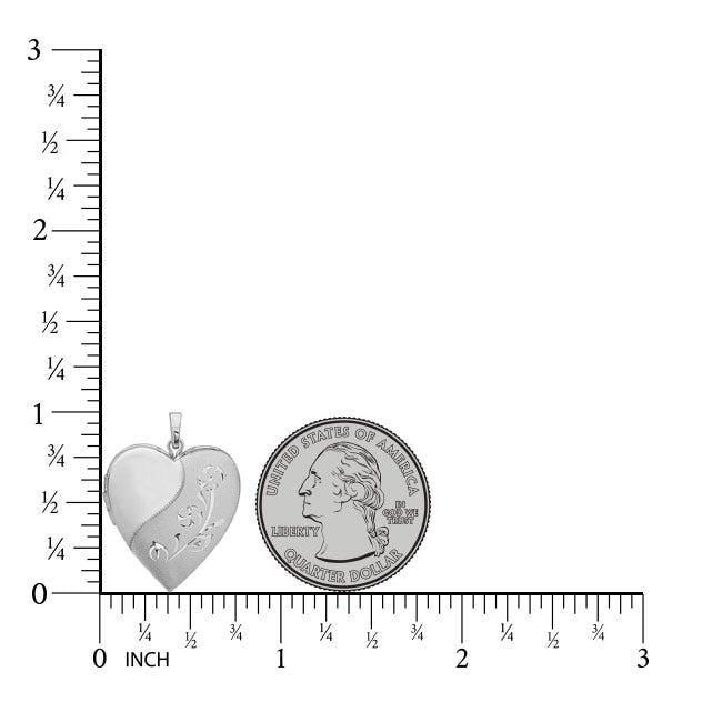 Sterling Silver Floral Heart Photo Locket