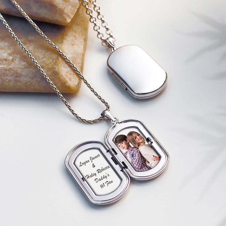 Sterling Silver Dog Tag Photo Locket