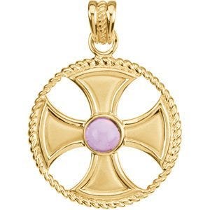 GENUINE AMETHYST MALTESE ROPE CROSS