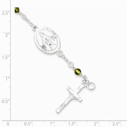 Sterling Silver Childrens Peridot Rosary Bead Bracelet
