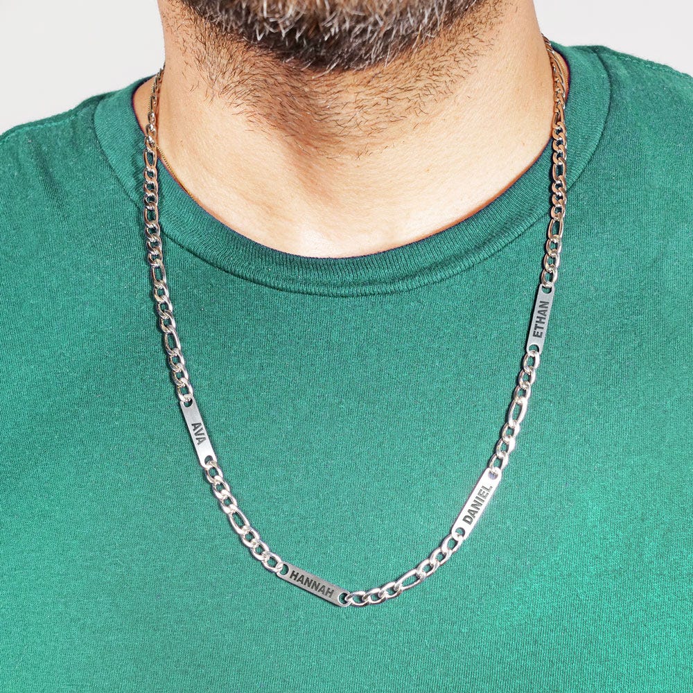 Men's Figaro Personalized Name ID Necklace