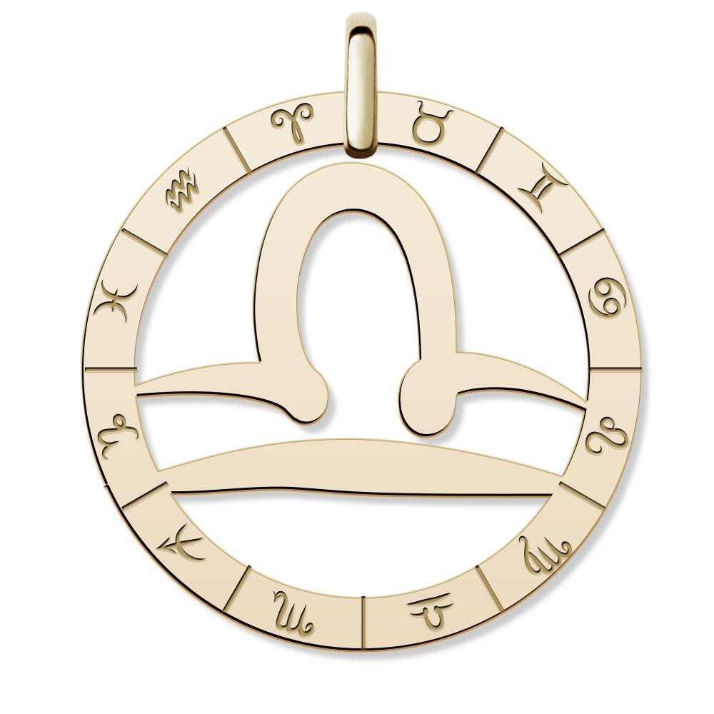 Cutout Round Libra Symbol Charm or Pendant