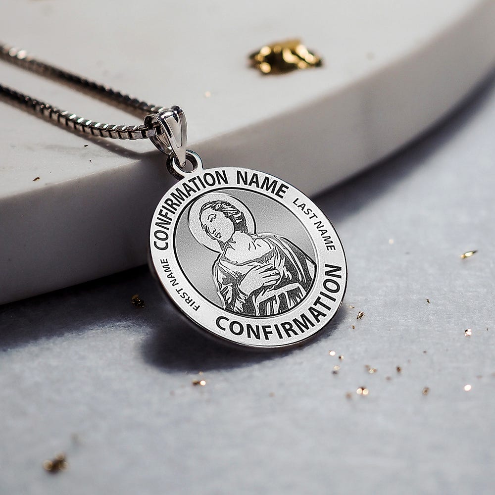 Custom Saint w/ Personalized Saint Name Confirmation Religious Medal