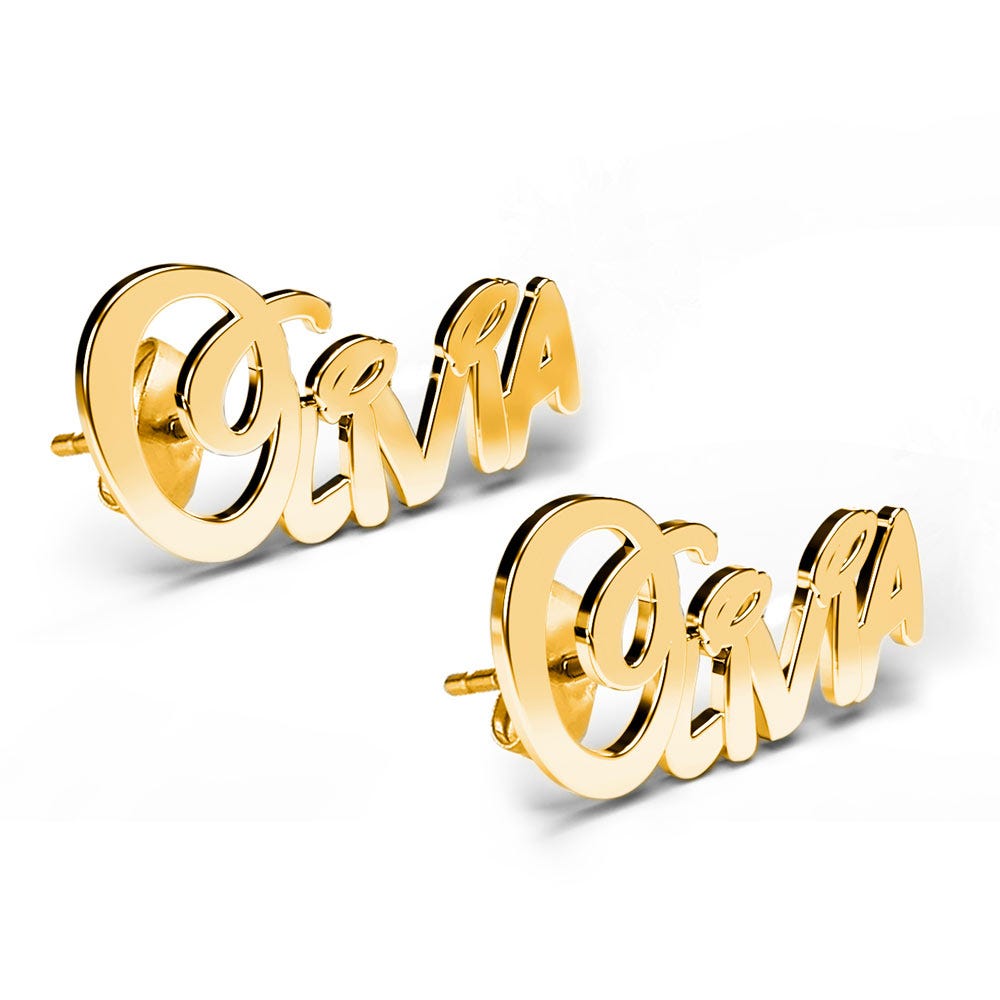 Pair Of Script  "Fairy Tale" Name Earrings