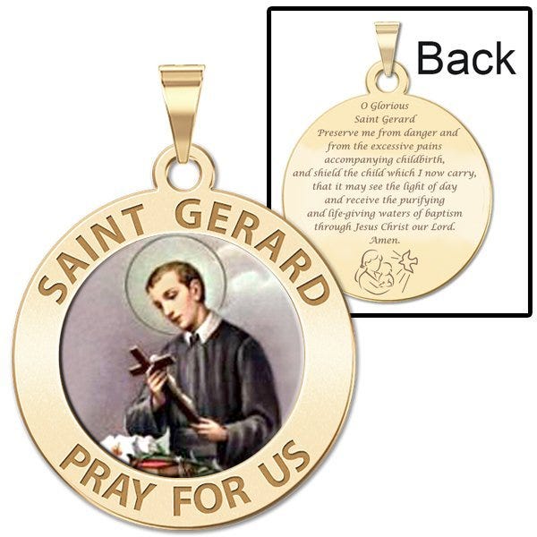 Saint Gerard Round "Expecting Mother" Prayer Double Sided Religious Medal