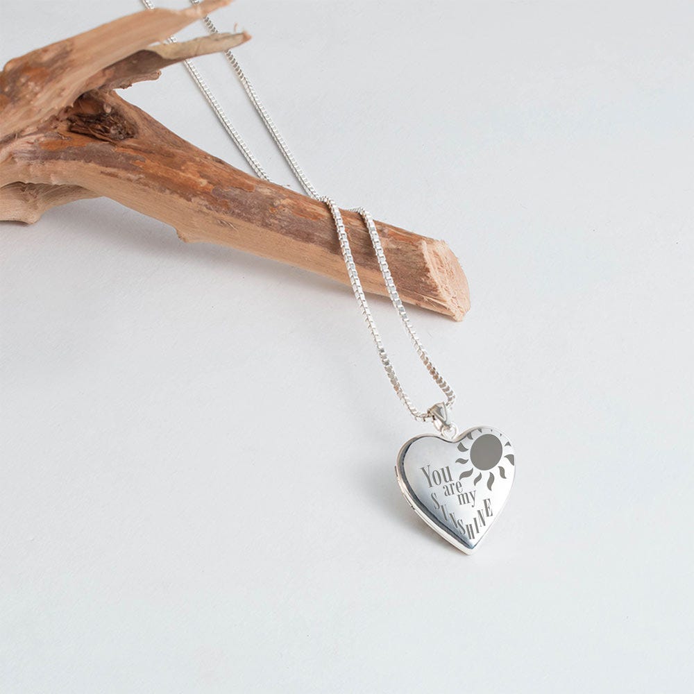 Sterling Silver "You Are My Sunshine" Heart Photo Locket
