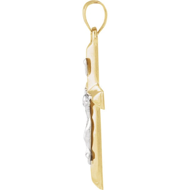 Unisex Solid 14k Yellow Gold Crucifix Necklace