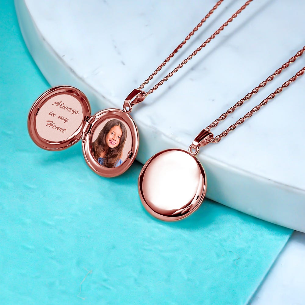 14k Rose Gold Round Photo Locket