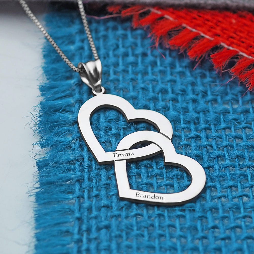 Interlocking Double Heart Name Necklace