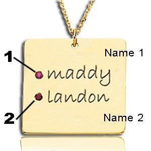 Personalized™ with Two Birthstones Square Pendant