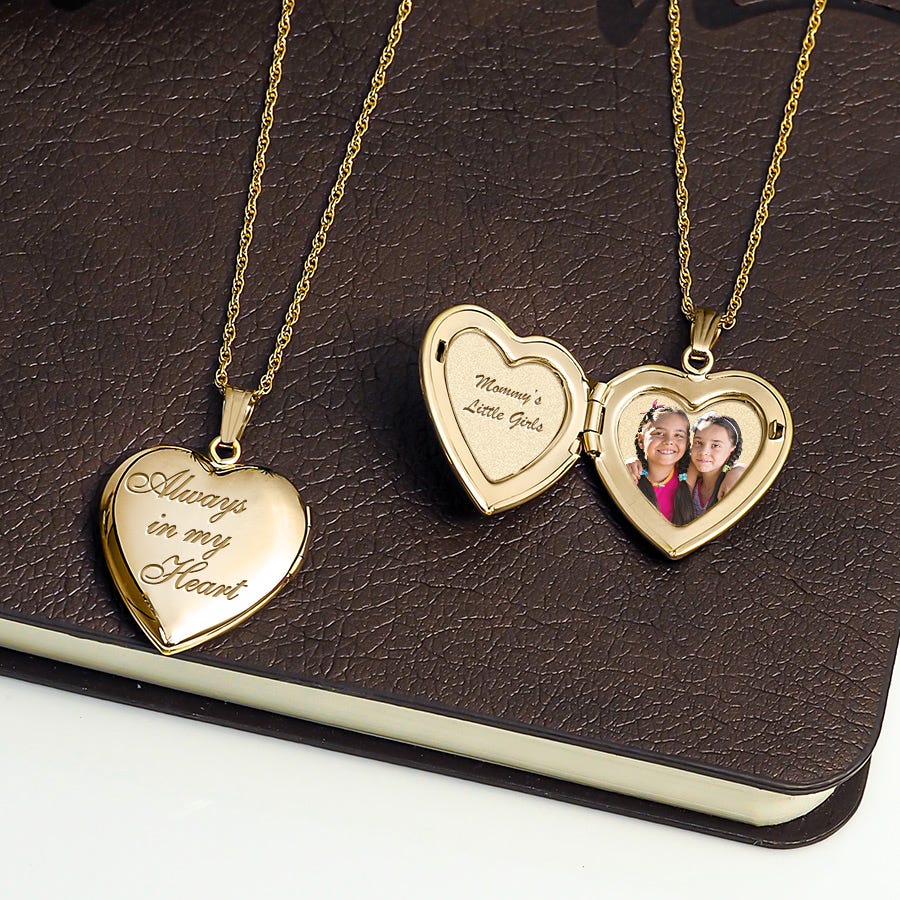 14k Yellow Gold Always In My Heart Photo Locket