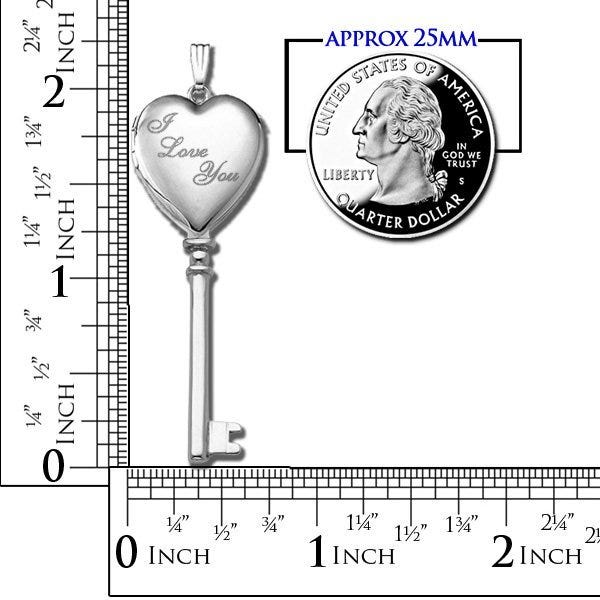 14k White Gold I Love You Key Heart Photo Locket