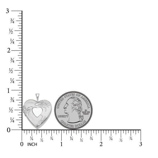 Sterling Silver Butterfly Heart Photo Locket