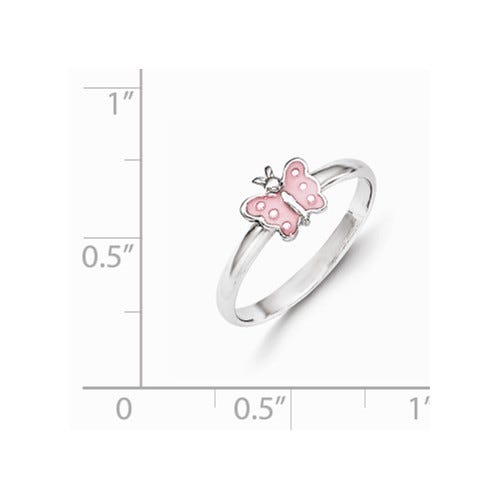 Sterling Silver Plated Child's Enameled Butterfly Ring