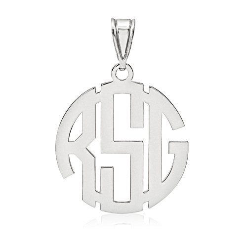 Round Block 3 Letter Monogram Cut-Out Pendant