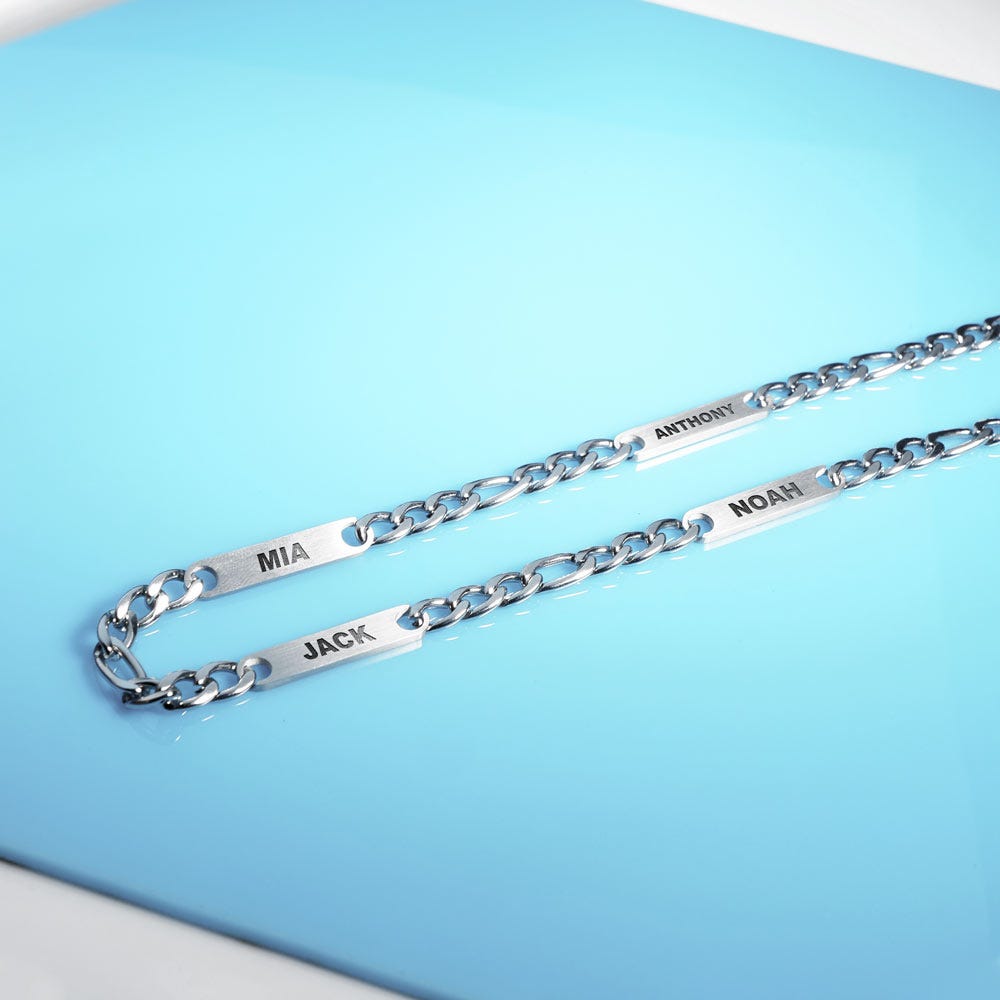 Men's Figaro Personalized Name ID Necklace