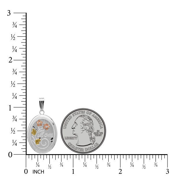 Sterling Silver Mom Oval Photo Locket