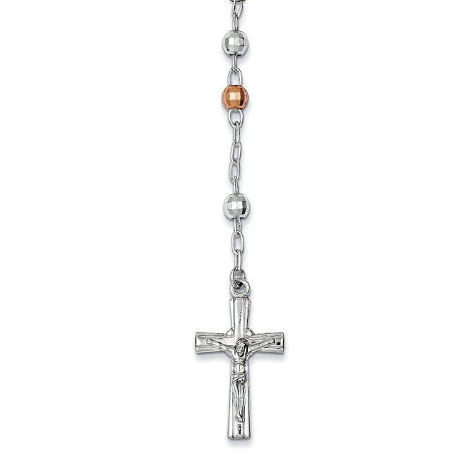 Polished Rosary Textured Beads Necklace /with Miraculous Medal