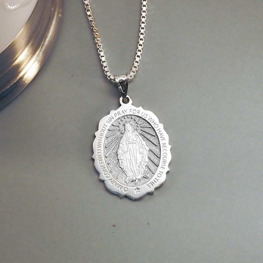 Miraculous Medal Scalloped Oval "EXCLUSIVE"