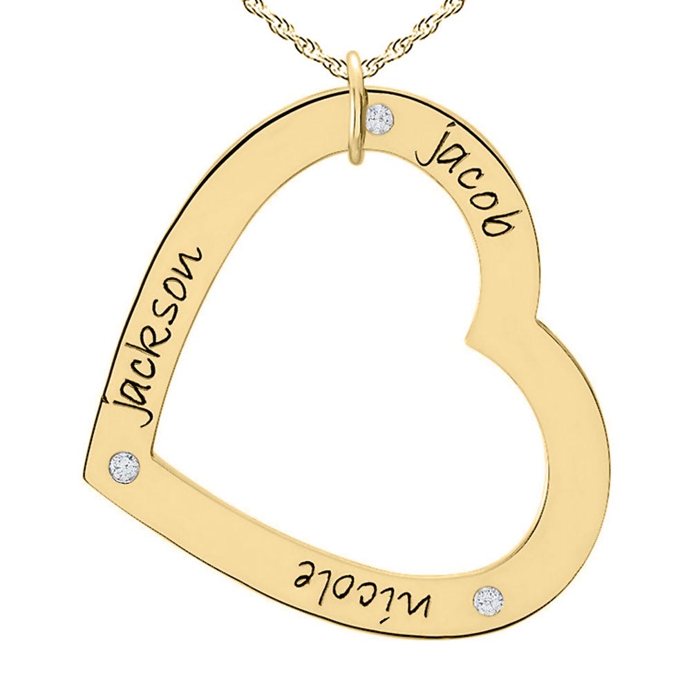 Personalized Three Birthstones Large Heart Pendant