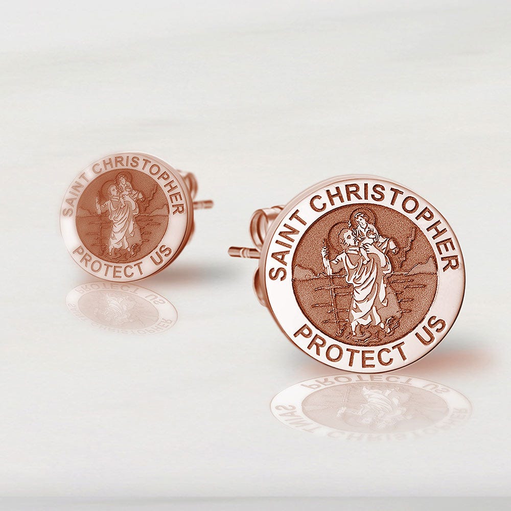 Pair of Saint Christopher Earrings "Protect Us"