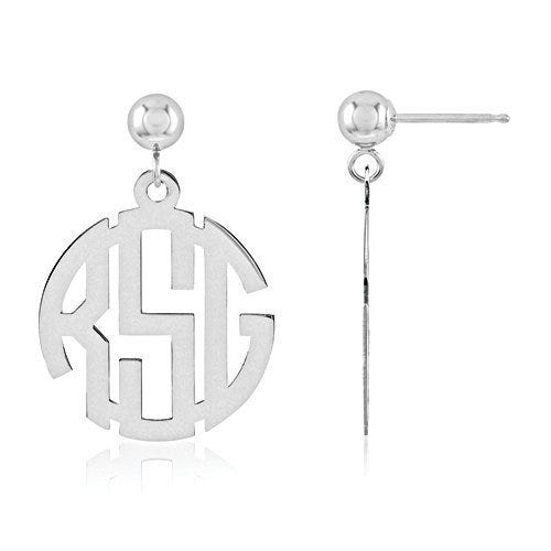 Monogram Block Round Post Dangle Earrings