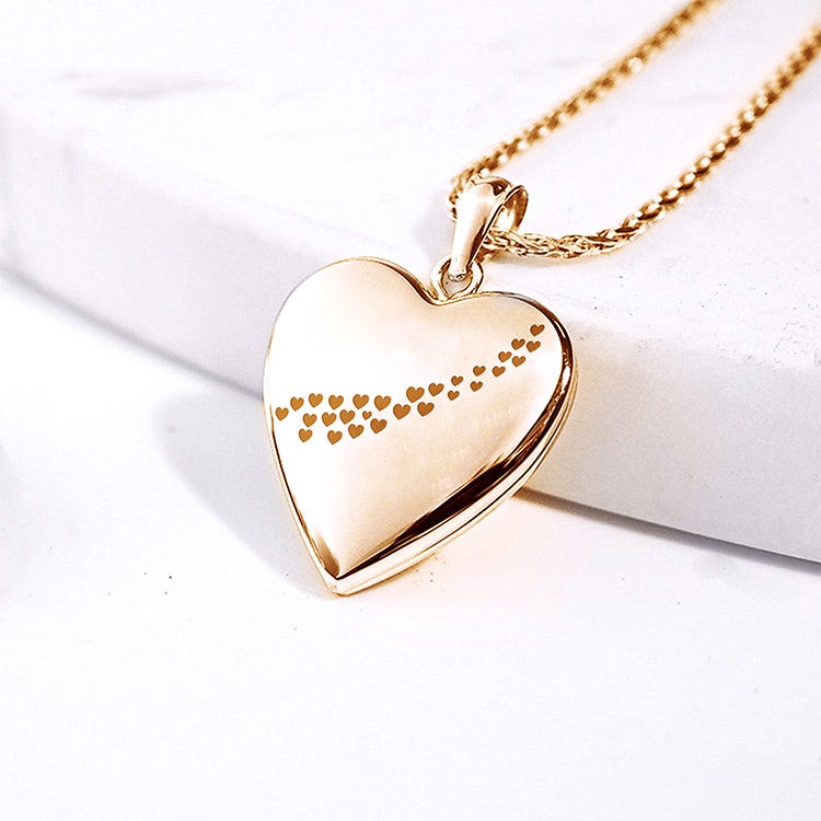 Yellow Gold Cascade of Hearts Photo Locket