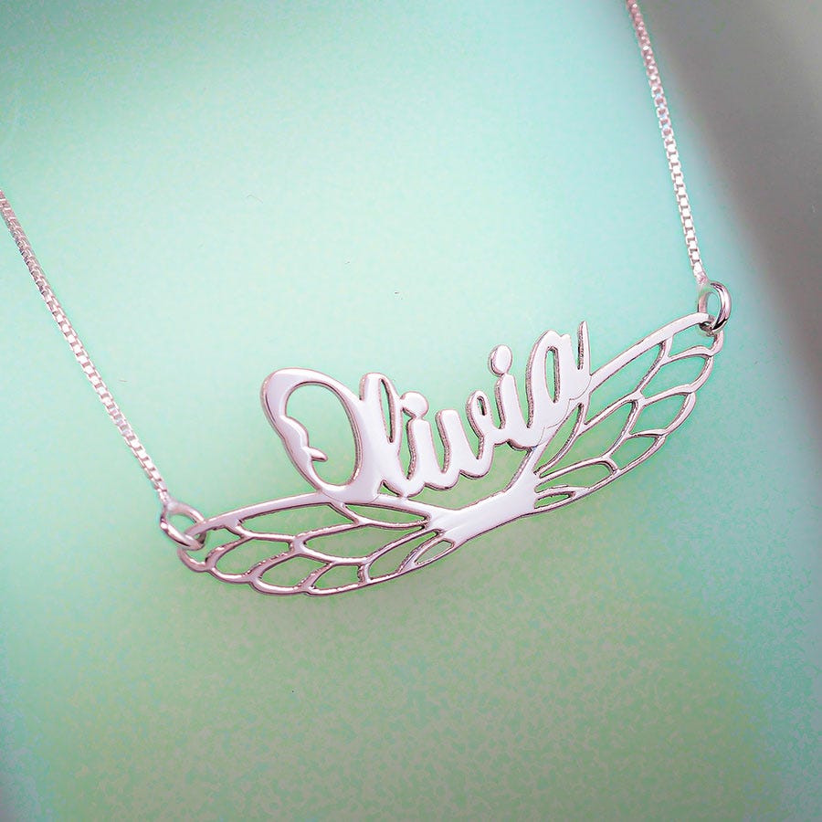 Personalized Fairy Wing Name Necklace w/ Chain
